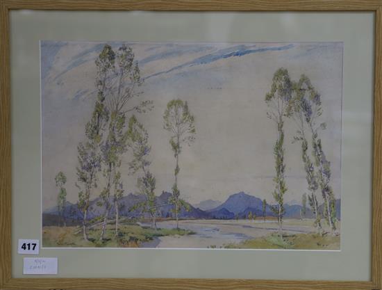 Freda Marston (1895-1949) watercolour, Les Basses Alpes, signed 31 x 45cm